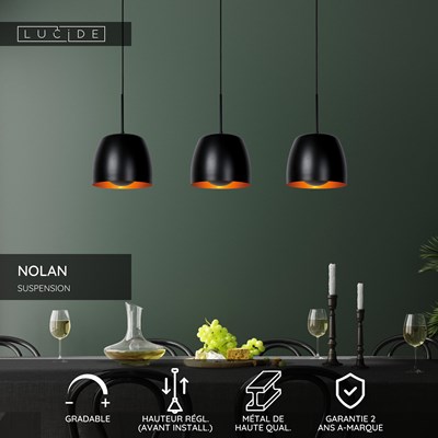 Lucide NOLAN - Suspension - 3xE27 - Noir